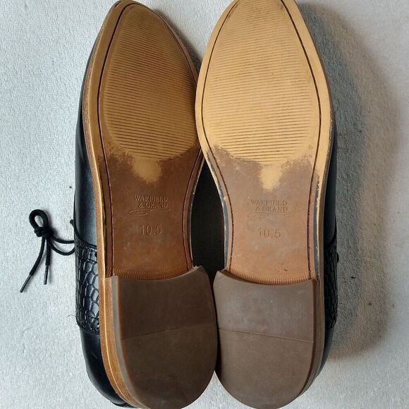 Warfield & Grand Men's Archer Leather Oxford Plain Toe Black Derby Shoes Sz 10.5 - Picture 10 of 12